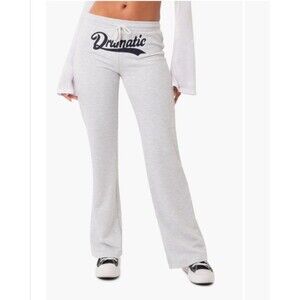 Edikted NWT Small Dramatic Applique Low Rise Heathered Gray Sweatpants Flared
